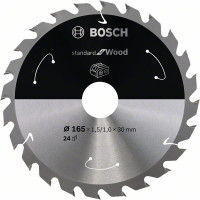 BOSCH 2608837688 Pilový kotouč Standard for Wood pro AKU pily 165×1,5×30mm, 24