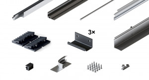 HAWA 31514 Folding Concepta III 20/25 vezetőkészlet 2 szárnyhoz, bal, ezüst