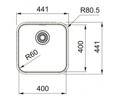 FRANKE Mosogató SRX 210/610-40 441 x 441 rozsdamentes acél