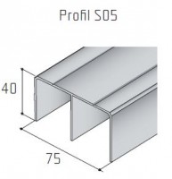 S-S05 felső vezető profil 2,5m nemesacél