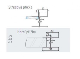 S-S65 felső és középső profil 4/18mm 4m ezüst